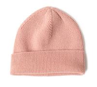 SQCOOL Kids Winter Warm Beanie Hat, Super Soft 100% Cashmere Knit Beanie Cap for Boys Girls Children, Stylish Cuffed Ski Skull Cap, 3-8 Years, Ear Protection Hat, Warm Gift Pink