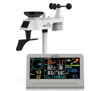 SQECH Weather Stations,7-in-1 Weather Stations Including Indoor & Outdoor Sensor Wireless,Weather Station Including Weather Forecast,Temp&Humidity,Rain Gauge,Wind, Moon Phase,Date Display,Alarm Clock