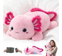 SQEQE Giant Weighted Axolotl Stuffed Animal Large Plush Toy Pillow 51CM | Microwaveable Cuddly Toy, Adjustable Weight 2.2-4.5 Lbs, Heatable & Coolable Removable Pad, Lavender Scent, Cozy Gift