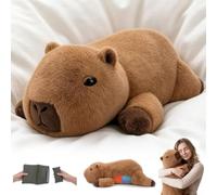 SQEQE Giant Weighted Capybara Stuffed Animal Large Plush Toy Pillow 51CM | Microwaveable Cuddly Toy, Adjustable Weight 2.2-4.5 Lbs, Heatable & Coolable Removable Pad, Lavender Scent, Cozy Gift