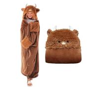 SQEQE Highland Cow Wearable Blanket Oversized Wearable Hooded Kawaii Blanket Hoodie Gifts for Women Girls Men Adults 50x60 Inch