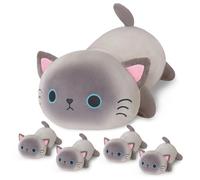 SQEQE Siamese Cat Plush with 4 Babies Plushies in Her Tummy, Soft Stuffed Animals Siamese Cat Cotton Pillow Toy Set for Gifts for Kids