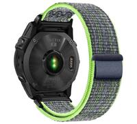 SQHYWJ-Compatible With Garmin Nylon Watch Band Sports Strap For fēnix X5X6X7pro Series Replacement Band For Men (Bright green with blue 26mm)