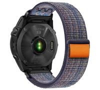 SQHYWJ-Compatible With Garmin Nylon Watch Band Sports Strap For fēnix X5X6X7pro Series Replacement Band For Men (Sapphire Blue + Orange 26mm)