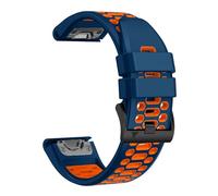 SQHYWJ] For Garmin Watch Fēnix Series Silicone Watch Band 22mm 26mm Garmin Fenix 7X 6X 5X 5 6 Loop Sport Watch Strap Waterproof Replacement Band(Midnight Blue + Orange 22mm)