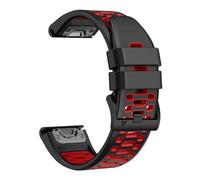 SQHYWJ] For Garmin Watch Fēnix Series Silicone Watch Band 22mm 26mm Garmin Fenix 7X 6X 5X 5 6 Loop Sport Watch Strap Waterproof Replacement Band(Black + Red 22mm)