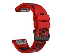 SQHYWJ] For Garmin Watch Fēnix Series Silicone Watch Band 22mm 26mm Garmin Fenix 7X 6X 5X 5 6 Loop Sport Watch Strap Waterproof Replacement Band(Red + Black 22mm)