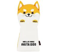 SQIANKUN Golf Club Covers Golf Headcover Cute Akita Golf Club Head Cover For Driver Fairway Hybrid Putter PU Leather Protector Wood Covers Golf Head Covers(Yellow For Driver)