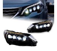 SQIFBA Car Headlight Covers For Peugeot 3008 5008 LED Headlight 2017-2020 Headlights 4008 DRL Turn Signal High Beam Angel Eye Projector Headlight Dust Cover(5008)