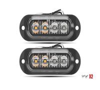 SQIFBA Car Rear Stop Light Truck Clean Lens Signal Light 12V 24V LED Tail Brake Indicator Dual Color Clearance Lamps for Trailer Lorry 2Leds 4leds(2pcs 4leds clear)