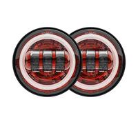 SQIFBA Motorcycle Spotlights 2pcs 4.5 Inch Motorcycle Led Fog Light 1/2 30W Round Waterproof Passing Lamp For Classic For Road King Foglamp Front Spot Light(Red)