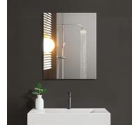 Sqinor 40x50cm Wall Mirror Self Adhesive HD Glass Frameless, Wall Mounted Horizontal or Vertical Bathroom Mirror with No Drill, Modern Stick On Mirrors for Bathroom Living Room Hallway Bedroom