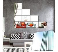 Sqinor Mirror Tiles Self Adhesive HD Glass 15x23cm 10 Pieces - Stick On Mirror Wall Decoration Rectangle Wall Mirrors for Living Room Bedroom Hallway (Fine Grinding)