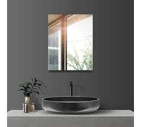 Sqinor Self Adhesive Bathroom Mirror 40x50cm HD Glass Frameless Wall Mirror with No Drill, Modern Wall Mounted Horizontal or Vertical Stick On Mirrors for Bathroom Hallway Bedroom Living Room Gym