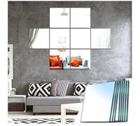 Sqinor Self Adhesive Square Glass Wall Mirror Tiles, 20.5x20.5cm 8-Pack
