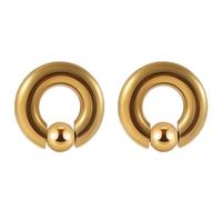 SQKXKLCZ 1 pair Gold/Silver Stainless Steel Large Gauge Captive Bead Ring Nose Rings BCR Punk Earrings Spring Ball 0G 00G Piercing Jewelry, Stainless Steel, no gemstone