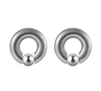 SQKXKLCZ 1 pair Gold/Silver Stainless Steel Large Gauge Captive Bead Ring Nose Rings BCR Punk Earrings Spring Ball 0G 00G Piercing Jewelry, Stainless Steel, no gemstone