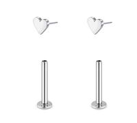 SQKXKLCZ 1 Pairs G23 Titanium 20G/18G/16G Press Fit Threadless Push Pop Top 4mm Flat Back Piercing Lip Stud Earring Labret Monroe Lip Ring Tragus Cartilage Bar Lehgth 6mm-12mm, Titanium, no gemstone