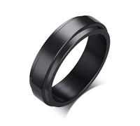 SQKXKLCZ 6mm/8mm Titanium Steel Black/Silver Fidget Ring Stainless Steel Spinner Rings Stress Relieving Anxiety Ring Engagement Wedding Promise Band for Women Men Size 6-13, Metal, No Gemstone