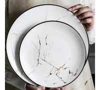 SQMGFA ☆Luxury Marbled Dinner Plate Ware Set, Porcelain Dinnerware Set, Fine China Plate, High-End Gift Box, 12 Pieces Porcelain Dinnerware Set