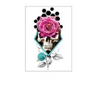 SQMSK 150 * 210mm 4pcs Sketch Large Flower Temporary Tattoos, Waterproof, Realistic, For Face, Neck, Arm, Hands, Makeup Party, For Women, Men