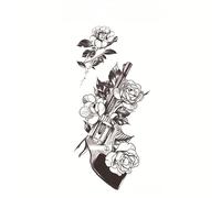 SQMSK 208 * 95mm 6pcs Dark Full Arm Waterproof Temporary Tattoo Stickers Large Flower Design Realistic 3D Black Ink Herbal Dyes For Makeup Party