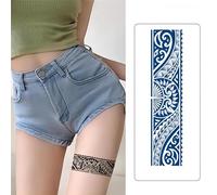 SQMSK 2pcs 63X240MM Non-Reflective Armband Waterproof Flower Temporary Tattoo Stickers, 3D Realistic Design For Makeup, Arm, Leg, And Shoulde