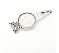 SQMSK 50 * 20MM 30pcs Round Metal Hair Clips Tray Hair Barrettes Tray Hair Bobby Pins With Blank Tray Round Bezel Settings Trays for Hair Pin