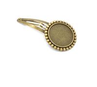 SQMSK 50 * 20MM 30pcs Round Metal Hair Clips Tray Hair Barrettes Tray Hair Bobby Pins With Blank Tray Round Bezel Settings Trays for Hair Pin