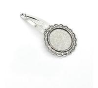 SQMSK 50 * 20MM 30pcs Round Metal Hair Clips Tray Hair Barrettes Tray Hair Bobby Pins With Blank Tray Round Bezel Settings Trays for Hair Pin