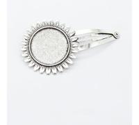 SQMSK 50 * 20MM 30pcs Round Metal Hair Clips Tray Hair Barrettes Tray Hair Bobby Pins With Blank Tray Round Bezel Settings Trays for Hair Pin