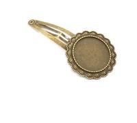 SQMSK 50 * 20MM 30pcs Round Metal Hair Clips Tray Hair Barrettes Tray Hair Bobby Pins With Blank Tray Round Bezel Settings Trays for Hair Pin