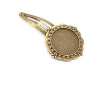 SQMSK 50 * 20MM 30pcs Round Metal Hair Clips Tray Hair Barrettes Tray Hair Bobby Pins With Blank Tray Round Bezel Settings Trays for Hair Pin