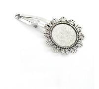 SQMSK 50 * 20MM 30pcs Round Metal Hair Clips Tray Hair Barrettes Tray Hair Bobby Pins With Blank Tray Round Bezel Settings Trays for Hair Pin