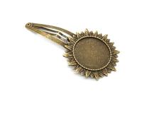 SQMSK 50 * 20MM 30pcs Round Metal Hair Clips Tray Hair Barrettes Tray Hair Bobby Pins With Blank Tray Round Bezel Settings Trays for Hair Pin
