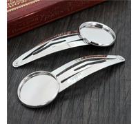 SQMSK 60 * 20MM 10pcs Rose Gold Snap Hair Clips Tray Barrettes Tray Hair Bobby Pins With Blank Tray Round Bezel Settings Trays for Hair Pin DIY