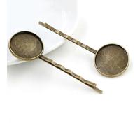 SQMSK 60 * 20MM 10pcs Silver Metal Hair Clips Tray Hair Barrettes Tray Hair Bobby Pins With Blank Tray Round Bezel Settings Trays for Hair Pin