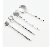 SQMSK 60 * 20MM 10pcs Silver Metal Hair Clips Tray Hair Barrettes Tray Hair Bobby Pins With Blank Tray Round Bezel Settings Trays for Hair Pin