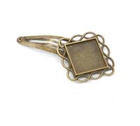 SQMSK 60 * 20MM 50pcs Retro Love Metal Hair Clips Tray Hair Barrettes Tray Hair Bobby Pins With Blank Tray Round Bezel Settings Trays for