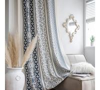SQMSK 90-280CM Blue And White Porcelain Living Room Curtains Eyelet Cotton Linen Semi-Sheer Curtains Semi Blackout Curtains For Home
