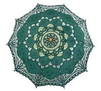 SQOIKOS Lace Parasol Umbrella Vintage Wedding Bridal Lace Umbrella for Decoration Photo Tea Party 32 Inch Adult Size (Dark Green)