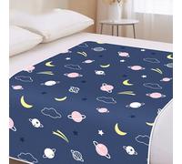 SQOYEI 4 Seasons Breathable Bed Pads Washable Waterproof, Anti-Slip Non-Displacement Incontinence Bed Pads for Hotel, Dormitory Pee Pads for Adults(70x100cm,Planet-Blue)