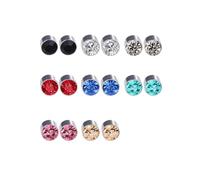 SQOYEI 8 Pcs Glitter Rhinestones Magnetic Earrings for Men Stainless Steel Ear Cuffs Non Piercing for Wedding, Concert Fake Earrings Reusable