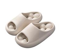 SQOYEI Bathroom Non-Slip Acupressure Slippers for Men, Odor-Proof Reflexology Sandals for Parents, Partners Acupuncture Slippers Women Household(Beige,5-5.5 UK)