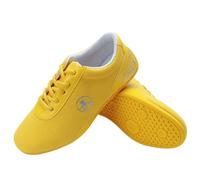 SQOYEI Bovine Tendon Soles Taekwondo Shoes Cushioned, Martial Arts Training Kung Fu Shoes Men Anti-Slip for Tennis, Badminton Unisex(3.5UK,Yellow)