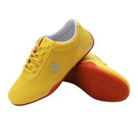 SQOYEI Bovine Tendon Soles Taekwondo Shoes Cushioned, Martial Arts Training Kung Fu Shoes Men Anti-Slip for Tennis, Badminton Unisex(7.5UK,Yellow A)