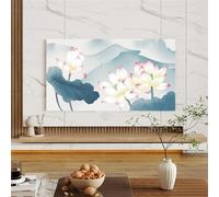 SQOYEI New Chinese Style Stretch Fabric All-Inclusive Tv Cover, 32-85 Inches Display Protectors Dust-Proof Anti-Slip, Living Room TV Enclosure(Lotus flower,76-85 inch)