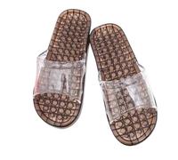 SQOYEI Openwork Quick-Drying Acupuncture Slippers Women for Bathroom, Lightweight Acupressure Slippers for Men Non-Slip Acupuncture Shoes(Brown,37-39EU)