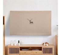 SQOYEI Screen Protector Dust-Proof Tv Cover Thickened Stretch Fabric Semi-Package, TV Enclosure Adjustable Living Room, Bedroom(70in,Khaki)