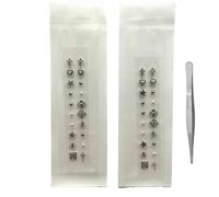 SQOYEI Sweat-Proof Calm Pops Ear Seeds Transparent Sticker, Durable Portable Ear Seeds Acupuncture Kit with Tweezers Promote Sleep(Punk Style - 40 pcs)